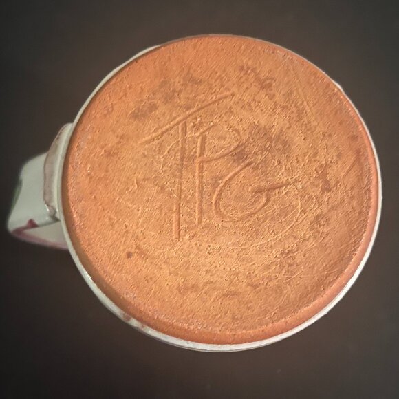 Hand Crafted Studio Art Pottery Mug Hand Painted Abstract Floral ~ Artist Signed - Picture 14 of 15